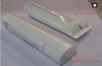 welding samples from ultrasonic tubes sealer дээжтэй гагнуур.jpg